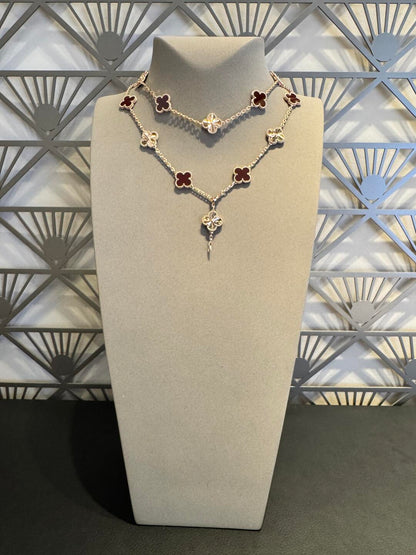 VCA CLOVER 20 MOTIFS LASER CARNELIAN NECKLACE