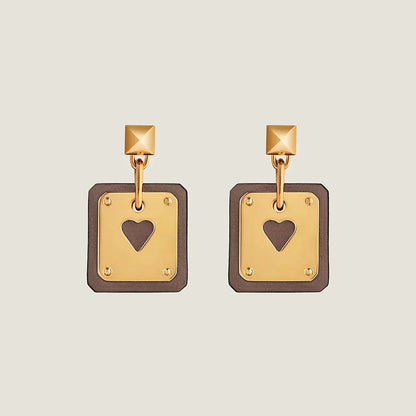 18K As De Celine Brown Hermes Earrings