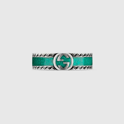 Double Gucci Interlocking Gucci Turquoise Enamel Ring