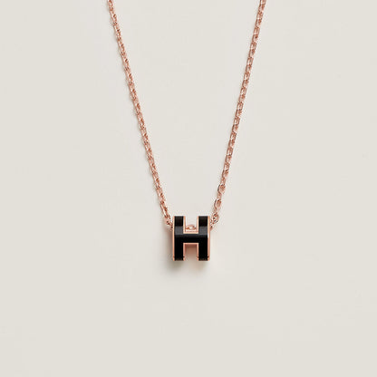 18K Mini Pop Hermes Black Necklace