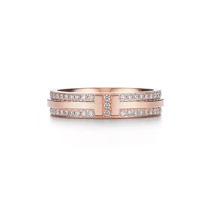 18K Tiffany Narrow Pave Diamond Ring