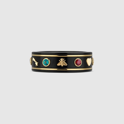 18K Double Gucci Icon With Gemstones Corundum Ring