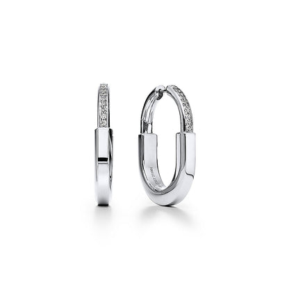 18K Tiffany Lock Diamonds Medium Earrings