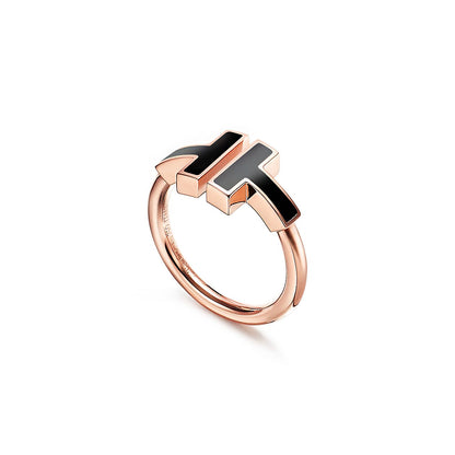 18K Tiffany Black Onyx Wire Ring
