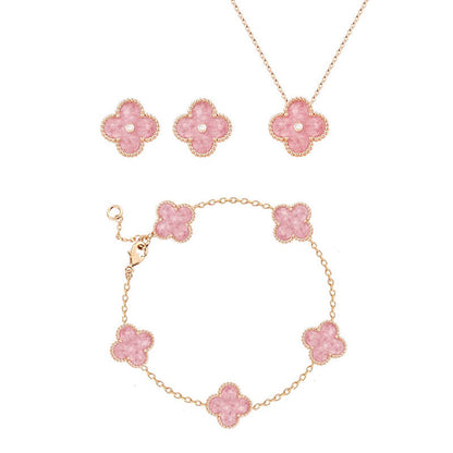 Pink Diamond Clover Necklace