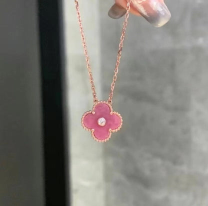 Pink Diamond Clover Necklace