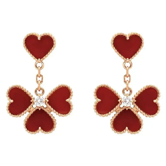 VCA SWEET CLOVER CARNELIAN EARRINGS