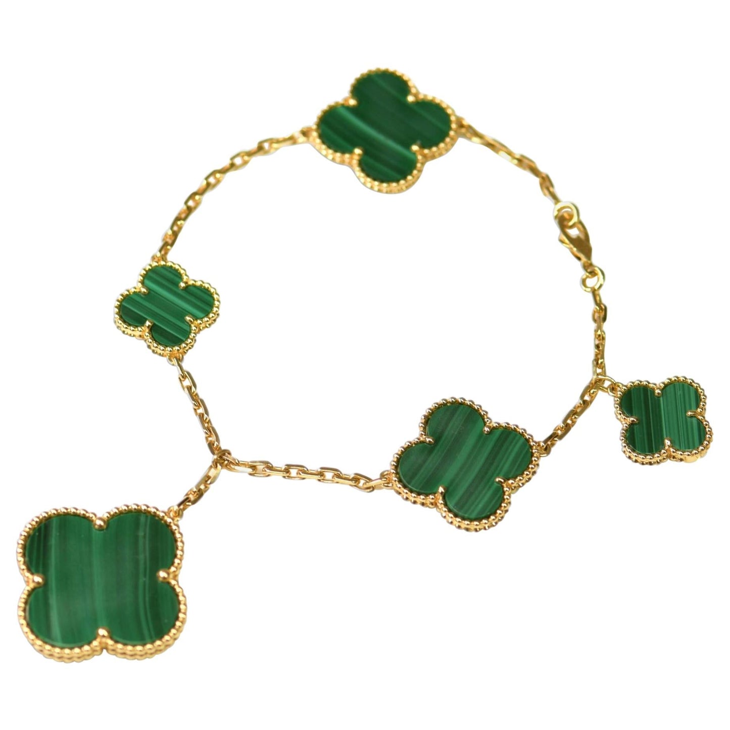 VCA MAGIC CLOVER MALACHITE GOLD BRACELET 5 MOTIFS