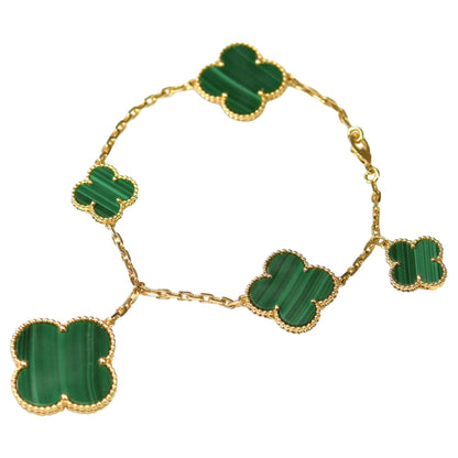 VCA MAGIC CLOVER MALACHITE GOLD BRACELET 5 MOTIFS