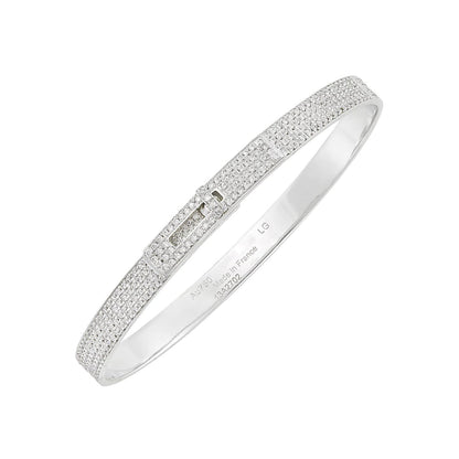HERMES HM KELLY BRACELET IN SILVER AND FULL PAVE DIAMOND