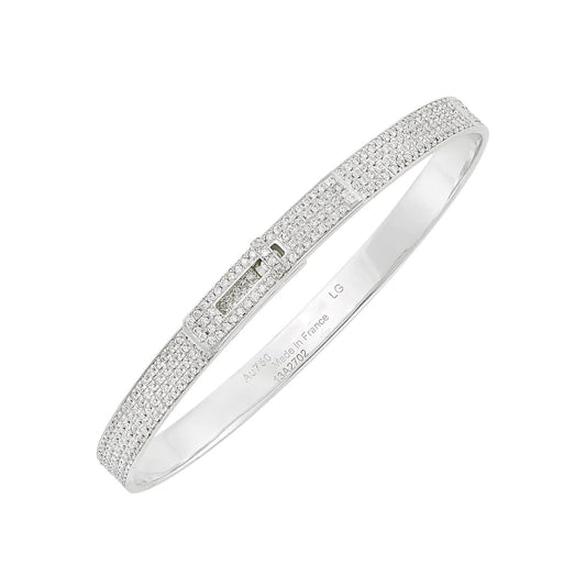 HERMES HM KELLY BRACELET IN SILVER AND FULL PAVE DIAMOND