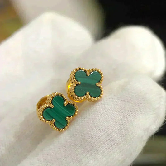VCA CLOVER MINI 9.5MM MALACHITE EARRINGS
