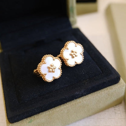 VCA LUCKY PINK GOLD WHITE MOP EARRINGS