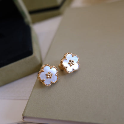 VCA LUCKY PINK GOLD WHITE MOP EARRINGS