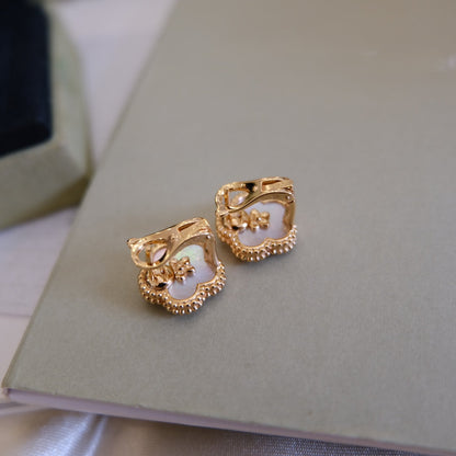 VCA LUCKY PINK GOLD WHITE MOP EARRINGS