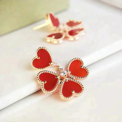 VCA SWEET CLOVER CARNELIAN EARRINGS