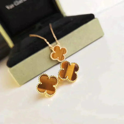 VCA CLOVER MEDIUM 1 MOTIFS TIGER EYE EARRINGS