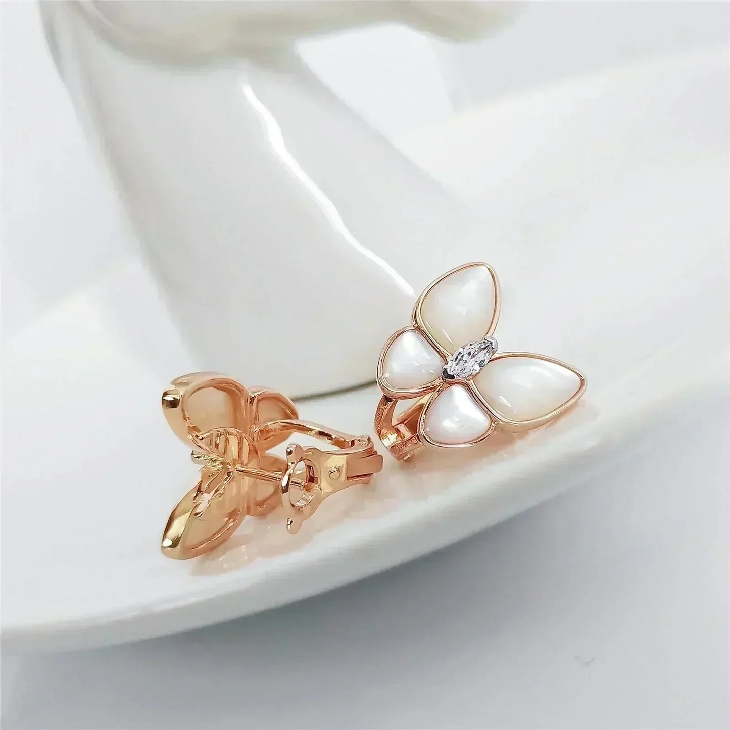 VCA BUTTERFLY MOP DIAMOND EARRINGS