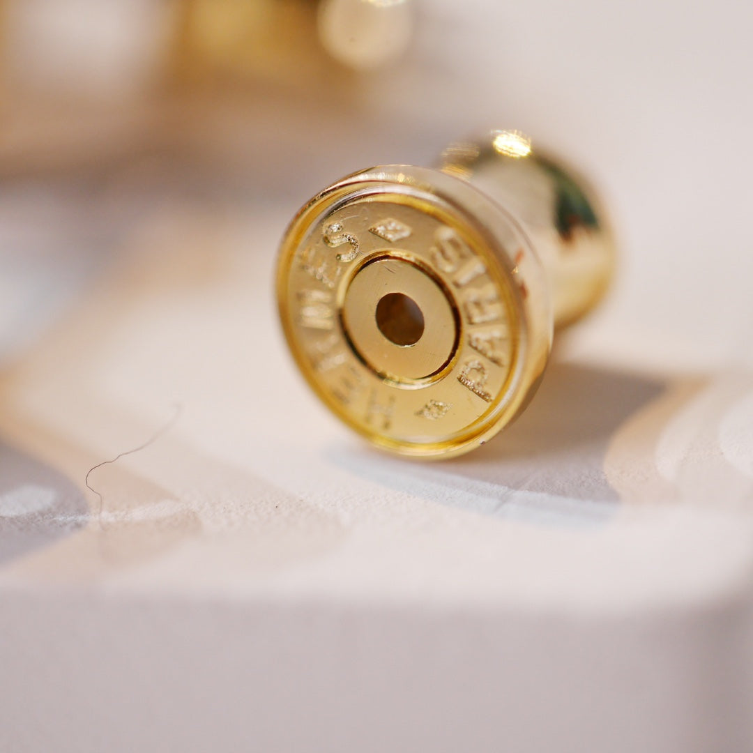 HERMES MINI POP H GOLD EARRINGS GREY