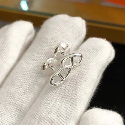 HERMES CHAINE SMALL EARRINGS GOLD AND SILVER