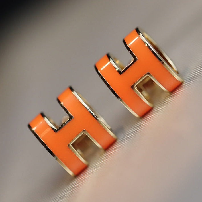 HERMES MINI POP H EARRINGS ORANGE