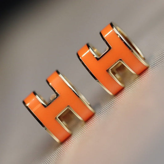 HERMES MINI POP H EARRINGS ORANGE