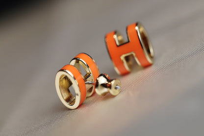 HERMES MINI POP H EARRINGS ORANGE