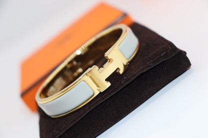 HERMES H LIGHT BLUE BRACELET