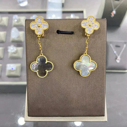 VCA CLOVER 2 MOTIFS DIAMOND EARRINGS (MULTIPLE CHOICES莽麓