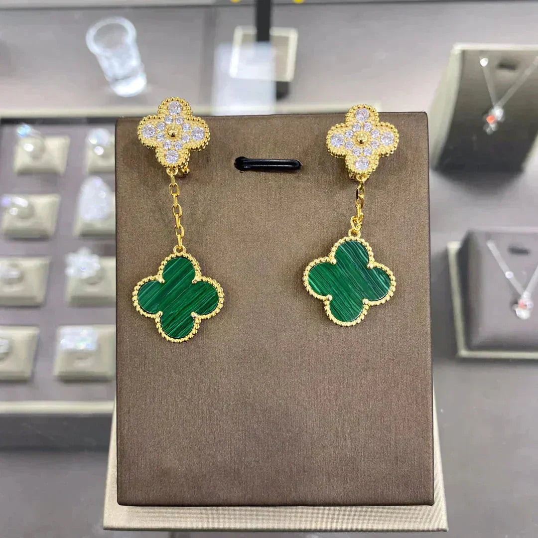 VCA CLOVER 2 MOTIFS DIAMOND EARRINGS (MULTIPLE CHOICES莽麓