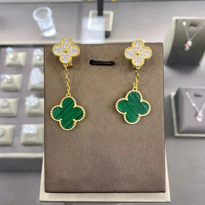 VCA CLOVER 2 MOTIFS DIAMOND EARRINGS (MULTIPLE CHOICES莽麓