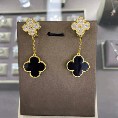 VCA CLOVER 2 MOTIFS DIAMOND EARRINGS (MULTIPLE CHOICES莽麓