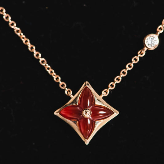 LOUIS VUITTON STAR NECKLACE PINK GOLD 1 DIAMOND