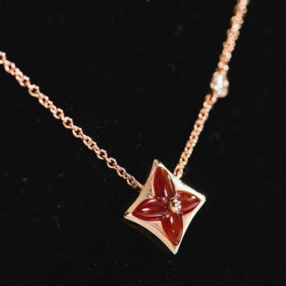 LOUIS VUITTON STAR NECKLACE PINK GOLD 1 DIAMOND