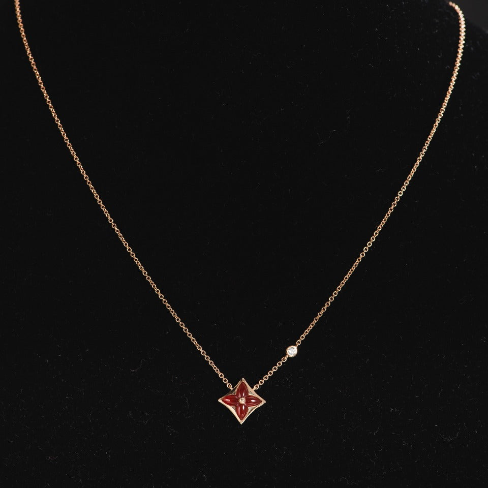LOUIS VUITTON STAR NECKLACE PINK GOLD 1 DIAMOND
