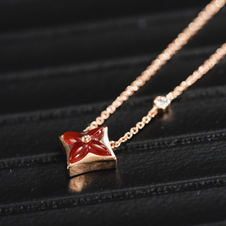 LOUIS VUITTON STAR NECKLACE PINK GOLD 1 DIAMOND