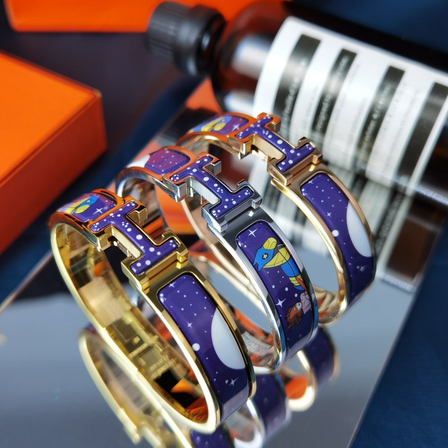 HERMES H STAR AND MOON BRACELET 12MM