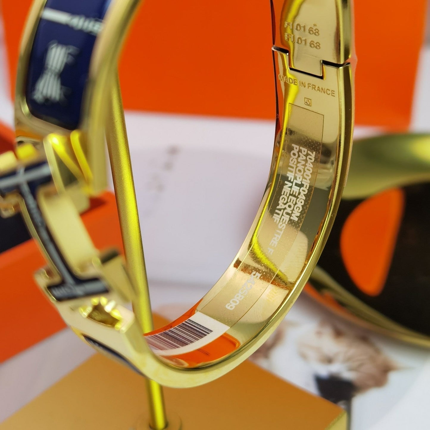 HERMES H COUVERTURES DARK BLUE BRACELET