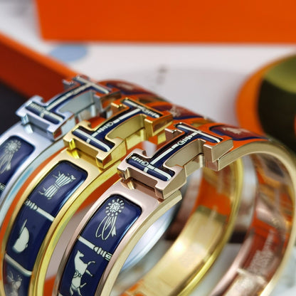 HERMES H COUVERTURES DARK BLUE BRACELET