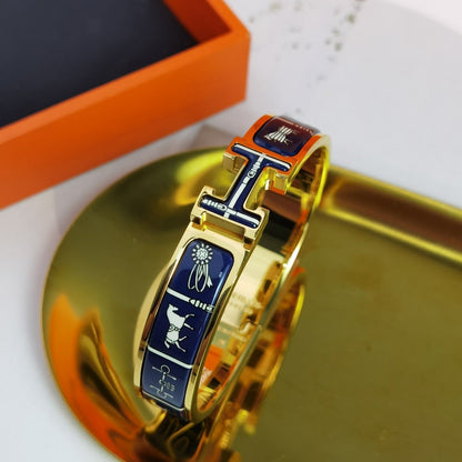 HERMES H COUVERTURES DARK BLUE BRACELET