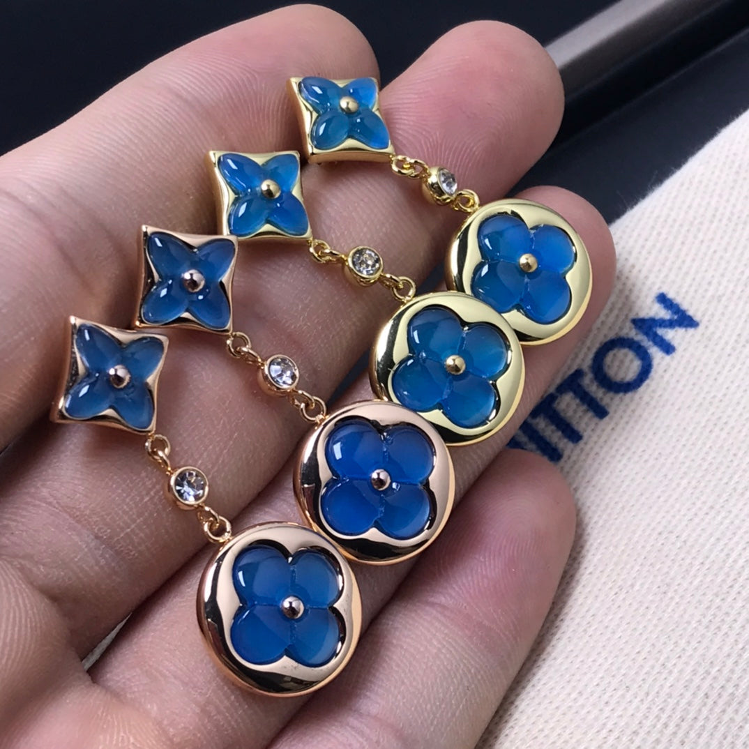 LOUIS VUITTON STAR AND SUN AGATE DIAMOND EARRINGS