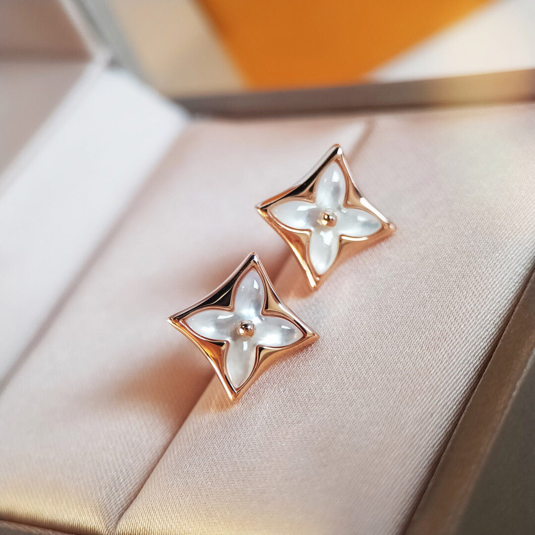 LOUIS VUITTON STAR MOP PINK GOLD EARRINGS