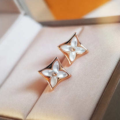 LOUIS VUITTON STAR MOP PINK GOLD EARRINGS