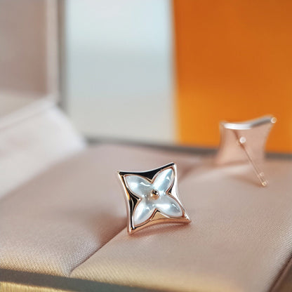 LOUIS VUITTON STAR MOP PINK GOLD EARRINGS