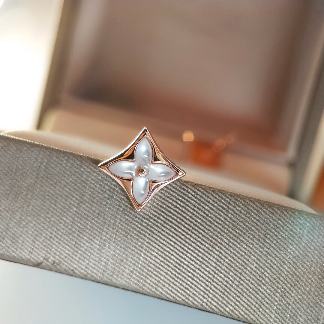LOUIS VUITTON STAR MOP PINK GOLD EARRINGS