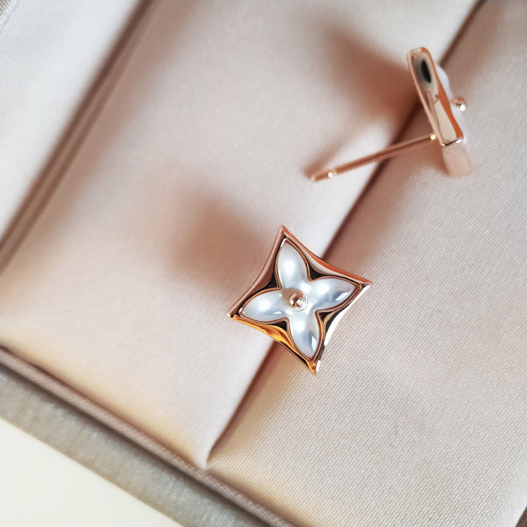LOUIS VUITTON STAR MOP PINK GOLD EARRINGS