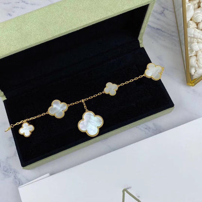 VCA MAGIC CLOVER MOP GOLD BRACELET 5 MOTIFS