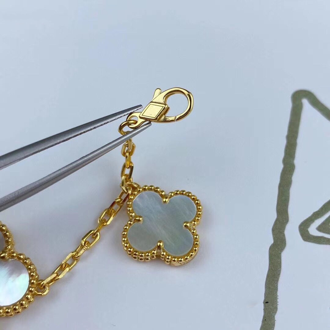 VCA MAGIC CLOVER MOP GOLD BRACELET 5 MOTIFS