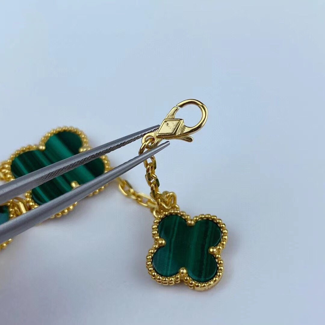 VCA MAGIC CLOVER MALACHITE GOLD BRACELET 5 MOTIFS