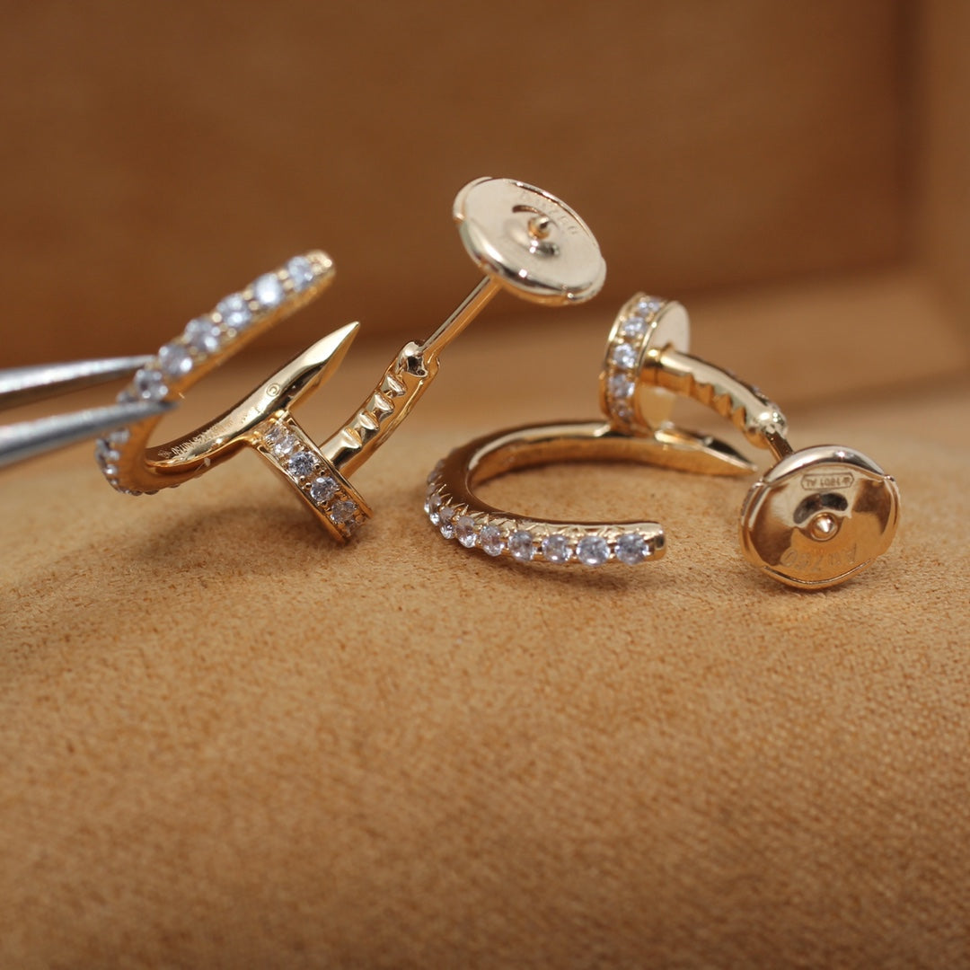 CARTIER JUSTE EARRINGS 12.75MM PINK GOLD DIAMOND